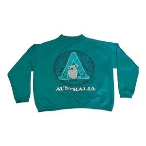 Vintage 80s University Of Australia Crewneck Sweatshirt Koala Size Medium‎ Blue